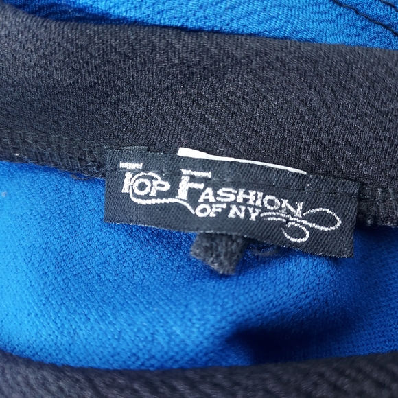 DONATED-Blue and Black Bodycon Dress - Picture 2 of 3